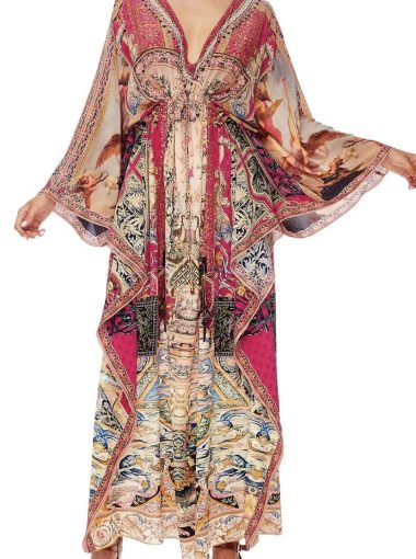 Camilla V-Neck Kaftan With Tie Waist Lounge Hour