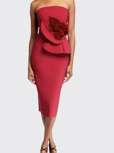 Chiara Boni La Petite Robe 3D Cocktail Dress in Red [Retail $750]