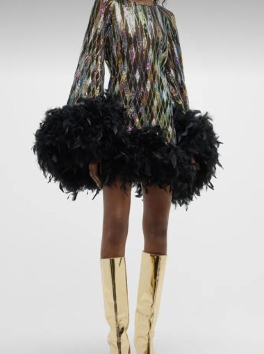 Bronx & Banco Farah Feather-Trim Sequin Mini Dress