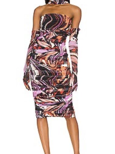 Revolve H:ours Demi Midi Dress in Fuchsia Swirl