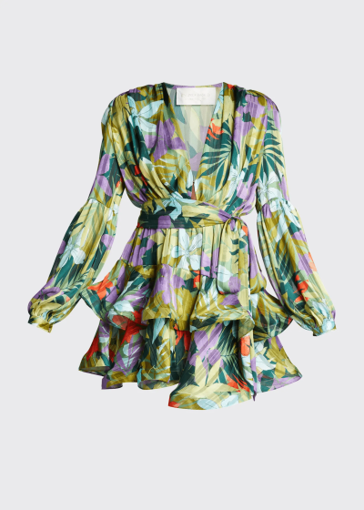 Bronx & Banco - Green Ruffle Tropical Print Ruffled Hem