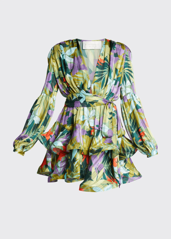 Bronx & Banco - Green Ruffle Tropical Print Ruffled Hem