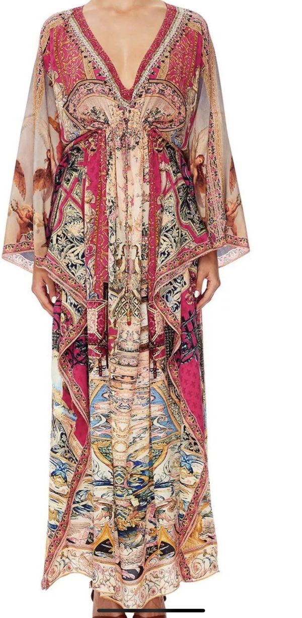 Camilla V-Neck Kaftan With Tie Waist Lounge Hour