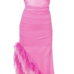 Giuseppe Di Morabito One-shoulder Feather-trim Dress In Pink [Retail $1453]