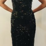 Tadashi Shoji Black Sequin Left Shoulder Dress