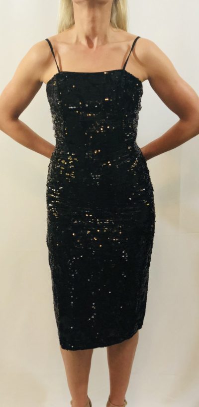 Tadashi Shoji Black Sequin Left Shoulder Dress