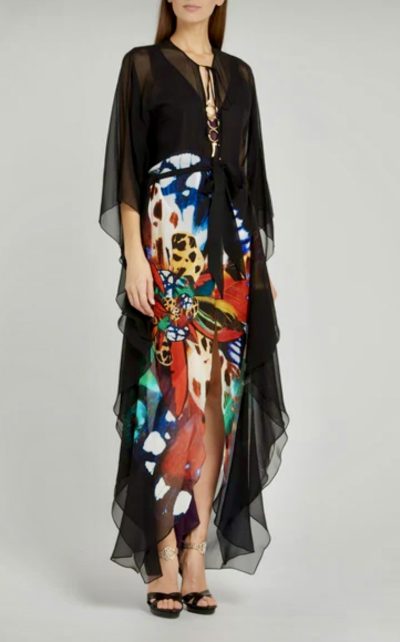 Roberto Cavalli Black Butterfly Print Slit Dress [Retail $1750]