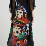ROBERTO CAVALLI BLACK BUTTERFLY PRINT SLIT DRESS