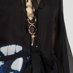 ROBERTO CAVALLI BLACK BUTTERFLY PRINT SLIT DRESS