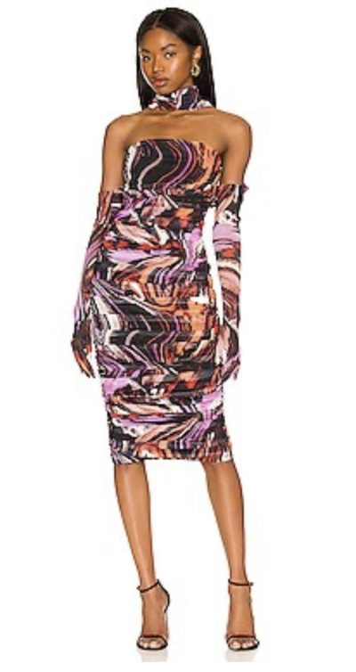 Revolve H:ours Demi Midi Dress in Fuchsia Swirl