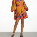 Zimmermann Gold Paisley Floral Lovestruck Wrap Mini Dress [Retail $550]