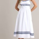 SWEET MELODY 100% COTTON WHITE DROP WAIST MIDI DRESS