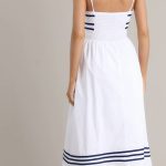 SWEET MELODY 100% COTTON WHITE DROP WAIST MIDI DRESS