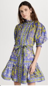 Zimmermann Raie Latern Printed Ramie Mini Dress