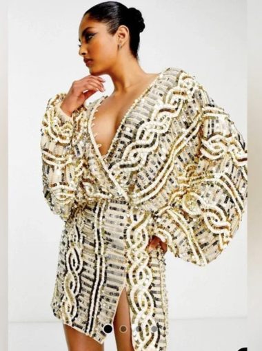 ASOS Embellished gold kimono dress