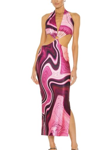 Farai London Gaia Long Dress in Purple