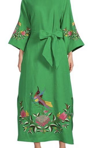 Fanm Mon Belted Side Slit Caftan Maxi Dress