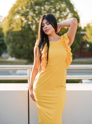 Yellow Ruffled Long Skirt