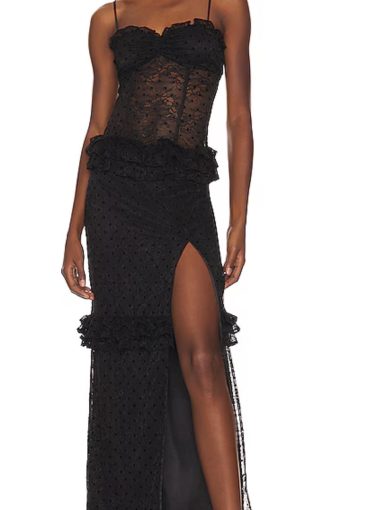 MAJORELLE Sienna Lace Gown in Black