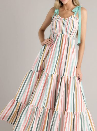 Wishing For You Desert Sage Multi Stripe Maxi Dress