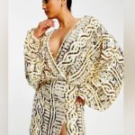 ASOS Embellished gold kimono dress