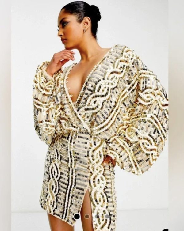 ASOS Embellished gold kimono dress