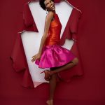 Imad Eduso Orange and Pink Blouse and Skirt