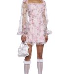 Babydoll floral mini chiffon dress