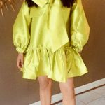In-house big bow green dress