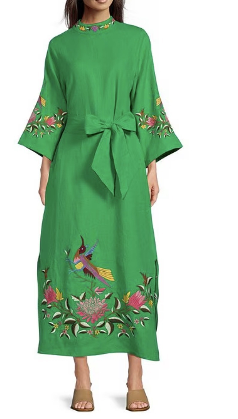 Fanm Mon Belted Side Slit Caftan Maxi Dress