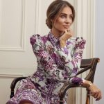 Karen Millen purple floral high collar