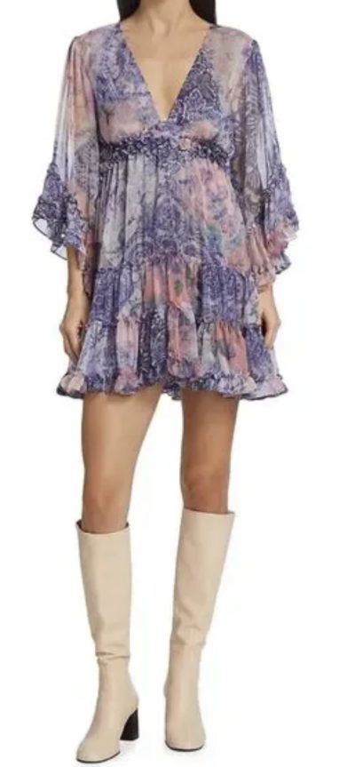 MISA Los Angeles Yasemin Butterfly Sleeve Babydoll Dress 