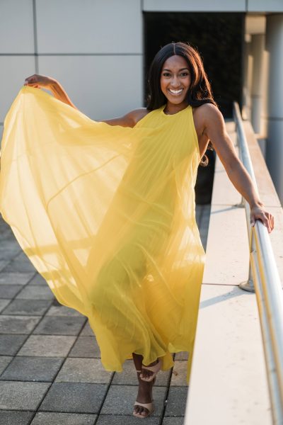 Layered Bright Yellow Sleeveless Dress