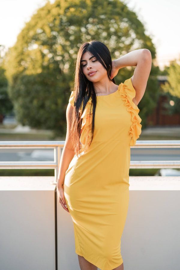 Yellow Ruffled Long Skirt