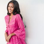 Hot Pink Flared Patterned Dress