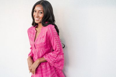 Hot Pink Flared Patterned Dress