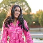 Hot Pink Flared Patterned Dress