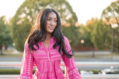 Hot Pink Flared Patterned Dress