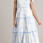 Meadow Serenade Blue Floral Toile Midi Dress
