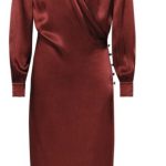 Reiss Renae Raspberry Satin Wrap Front Dress