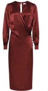 Reiss Renae Raspberry Satin Wrap Front Dress