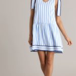 Ripple Effect Blue Stripe Mini Dress