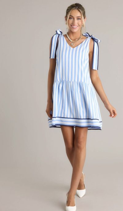 Ripple Effect Blue Stripe Mini Dress