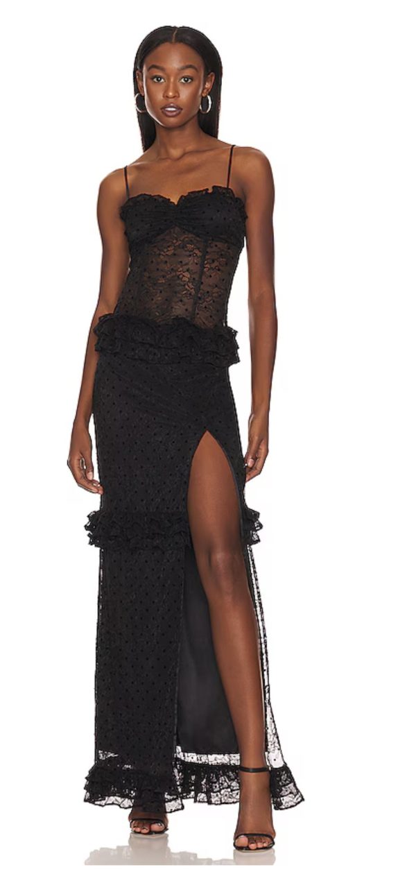 MAJORELLE Sienna Lace Gown in Black