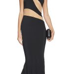 Norma Kamali Snake Mesh Fishtail Gown in Black & Nude Mesh