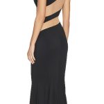 Norma Kamali Snake Mesh Fishtail Gown in Black & Nude Mesh