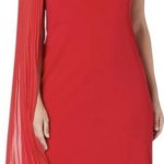 Tahari Red Pleated One Shoulder Dress