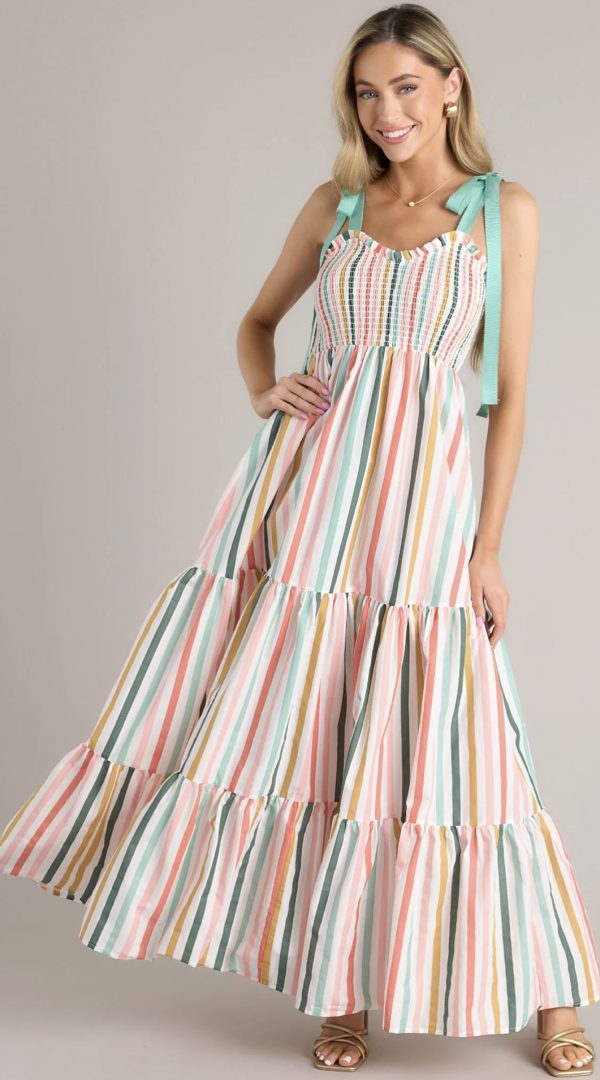 Wishing For You Desert Sage Multi Stripe Maxi Dress