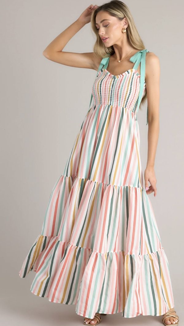 Wishing For You Desert Sage Multi Stripe Maxi Dress