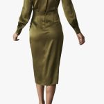 Women's Green Satin Wrap Dress